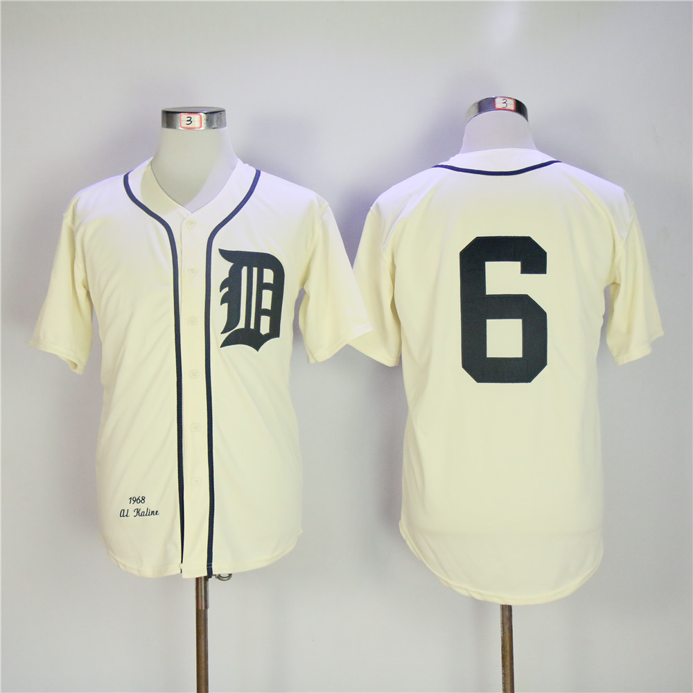 Men Detroit Tigers #6 Kaline Cream Throwback MLB Jerseys->detroit tigers->MLB Jersey